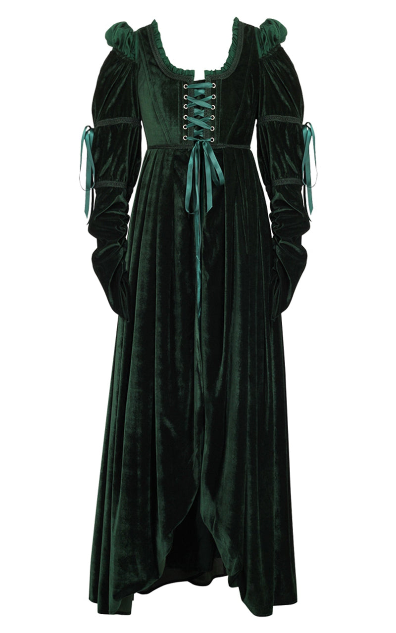 green velvet regency corset dress