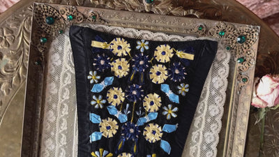Corset Dress Stomacher - Black Le Jardin Appliqué in Sapphire Video