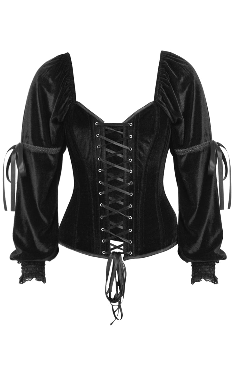 The Princess Renaissance Corset in Midnight Black Velvet