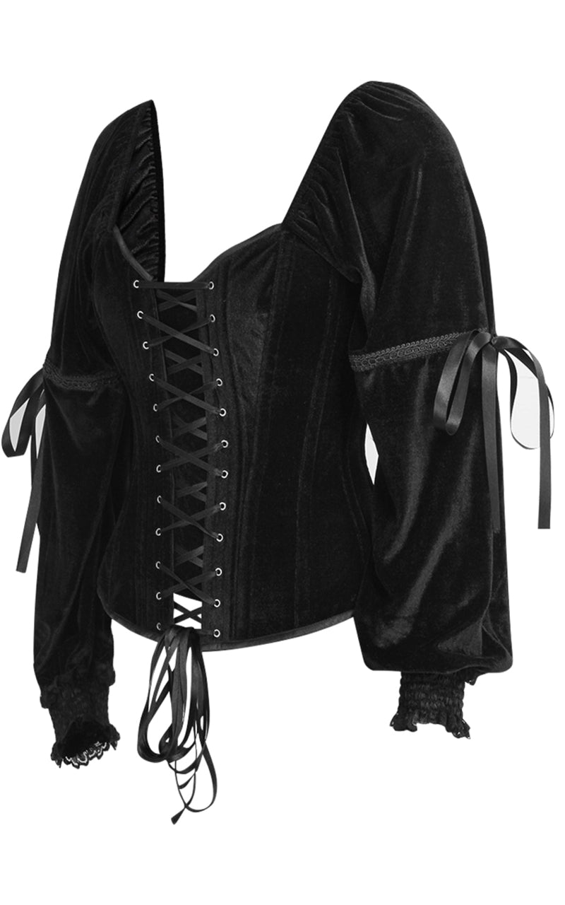 The Princess Renaissance Corset in Midnight Black Velvet