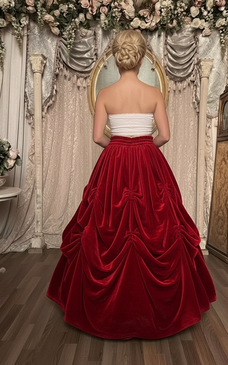 Scarlet Velvet Red Ball Gown Skirt - Immortelle Bijouterie