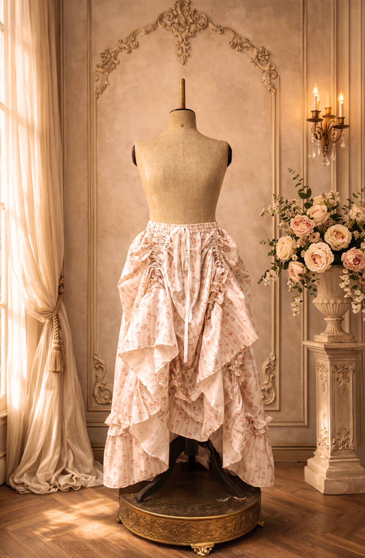 The Veil Skirt in Rose Poudre - Convertible Court Skirt — Pre-Order - Immortelle Bijouterie