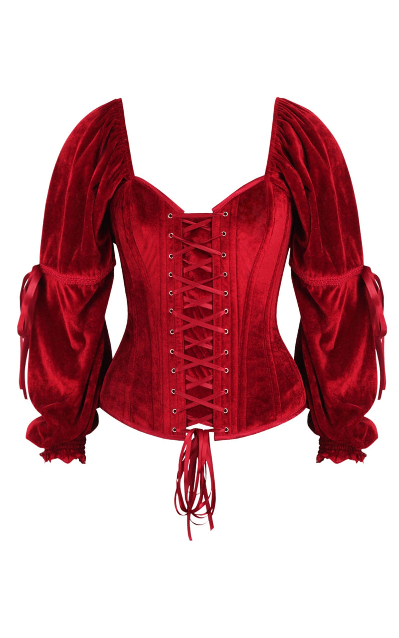 Princess Renaissance Corset in Scarlet Red Velvet
